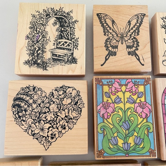 PSX Stampin Up Rubber Wood Mount Victorian House Lot Floral Stained Glass - Picture 3 of 12